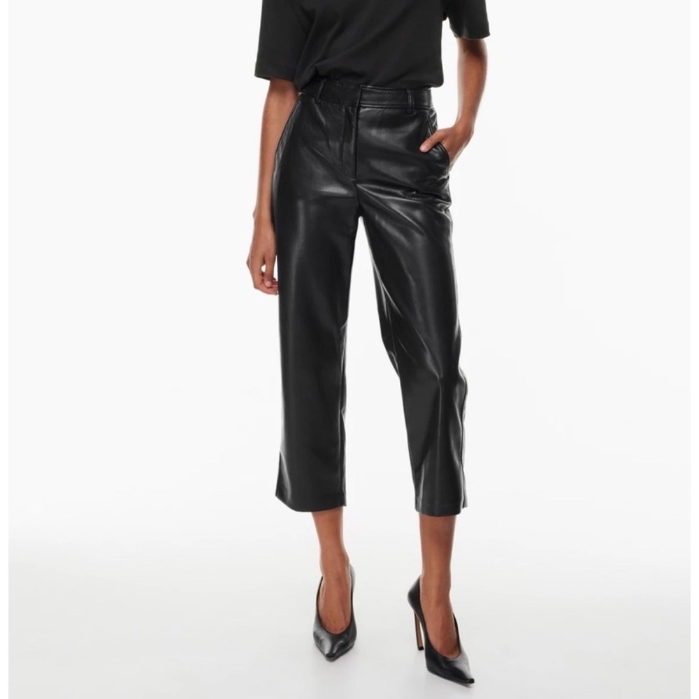 Aritzia Babaton Pants‎ Cropped Command Vegan Leather Black 2
